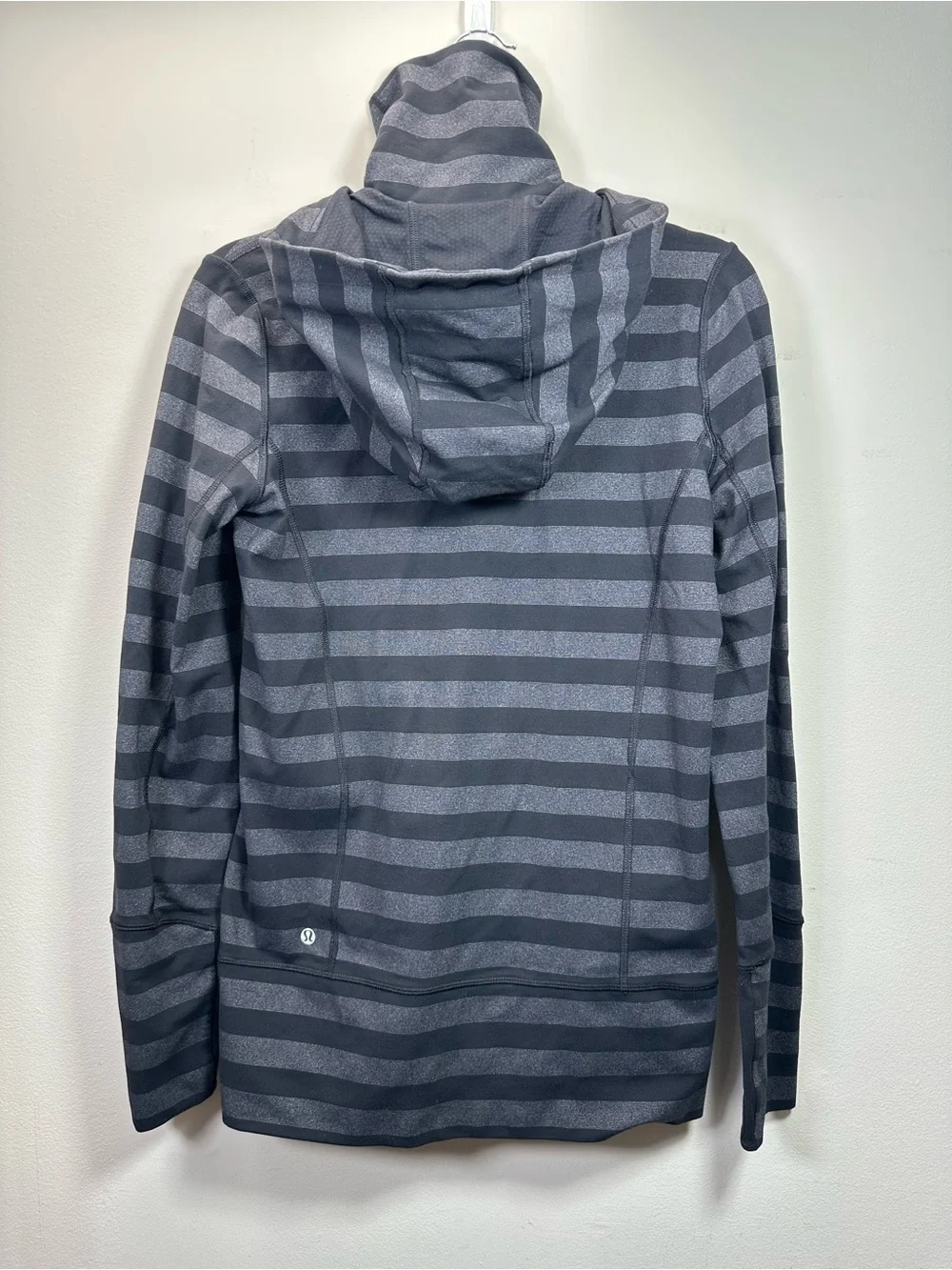 Lululemon Stride Jacket, Black Black Micro Macro Stripe, 8
